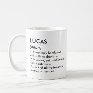 Lucas naam, Bewerkbare naam, Aangepaste naam Koffiemok