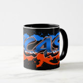 Lucas Prénom Graffiti blue Tasse orange (Devant droit)