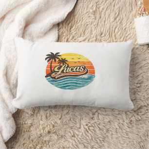 Lucas Retro Zonsondergang Naam Design Kussen
