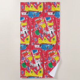 Lucas's basquiat geïnspireerde strandhanddoek strandlaken