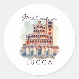Lucca Italië Reisliefhebber Reis Avontuur Ontmoet Ronde Sticker