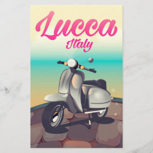 Lucca Italië scooter reisposter print. Briefpapier