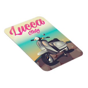 Lucca Italië scooter reisposter print. Magneet