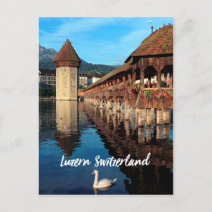 Lucerne Chapel-brug in Zwitserland Briefkaart