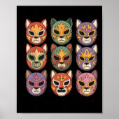 Lucha Libre Cat Mask Funny Luchador Mask Gato Poster (Voorkant)