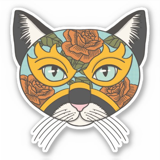 Lucha Libre Cat Sticker (Voorkant)