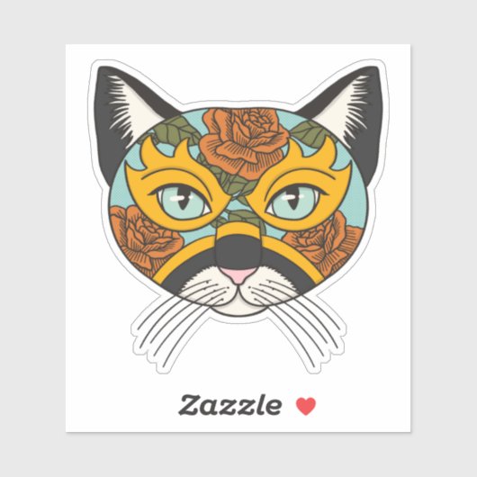 Lucha Libre Cat Sticker (Vel)