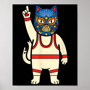 Lucha Libre Kat Worstelen Luchador Grappig Retro Poster