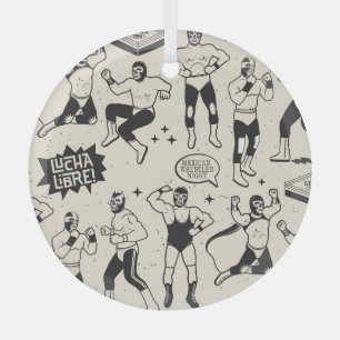 Lucha Libre: Mexicaans worstelaarpatroon Glas Ornament