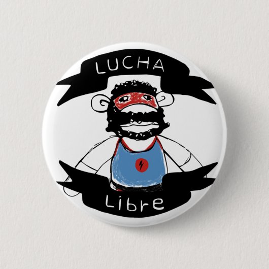 Lucha Libre Monkey Wrestlers Button. Ronde Button 5,7 Cm (Voorkant)