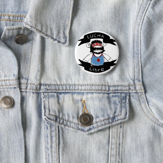 Lucha Libre Monkey Wrestlers Button. Ronde Button 5,7 Cm (In situ)