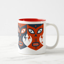 Lucha Libre Rood Wit Blauw Mexicaans worstelmasker Tweekleurige Koffiemok