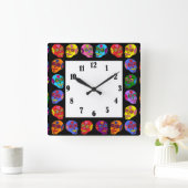 Lucha Libre Sugar Skull Vierkante Klok (Huis)