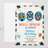 Luchador birthday party invitation (Devant / Derrière)