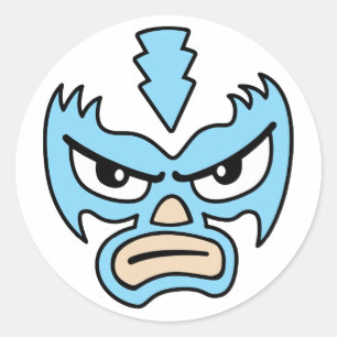 Luchador Love Blue Mask Caroon Face Graphic meme T Ronde Sticker