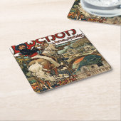 Luchon, Mucha Vierkante Kartonnen Onderzetter (Schuin)