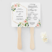 Lucht Blush Huwelijksprogramma Fan Handwaaier (Voorkant en achterkant)