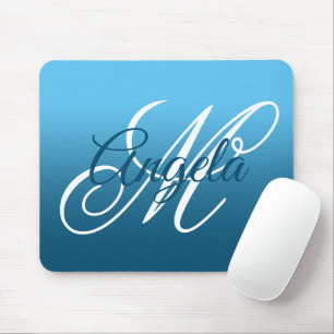 Lucht en Oceaan Blauwe Ombre Persoonlijk Monogram Muismat