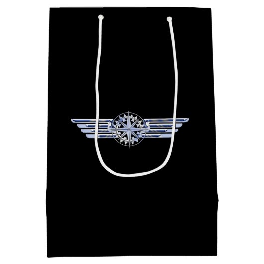 Lucht- en vliegenpakket als vleugellam op zwart medium cadeauzakje (Achterkant)