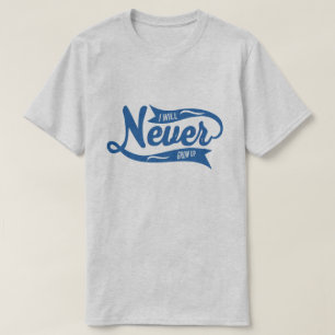 Lucht ik zal nooit volwassen mannen en vrouwen opg t-shirt