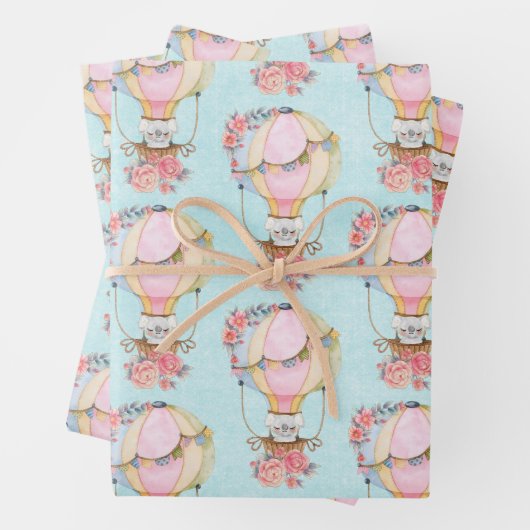 Lucht luchtballon met Beer Waterverf Inpakpapier Vel (In situ)