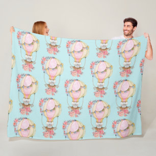 Lucht luchtballon met Beer Waterverf Patroon Fleece Deken