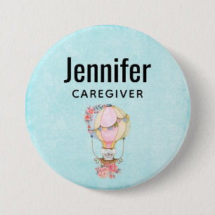 Lucht luchtballon met Beer Waterverf Ronde Button 7,6 Cm