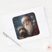 Lucht met Sinterklaas Feestelijke Kerstmis Vierkante Sticker (Envelop)