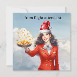 Lucht stewardess Vlucht aanwezigheid groet Kerstmi Feestdagenkaart