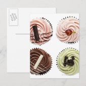 Lucht uitzicht van vier koppencakes op wit briefkaart (Voorkant / Achterkant)
