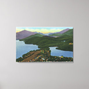 Lucht Uitzicht van zowel Lake Placid & het Meer Canvas Afdruk