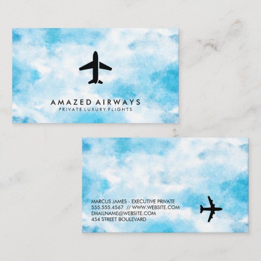 Lucht Vliegtuig | Lucht Wolken Visitekaartje (Voorkant / Achterkant)