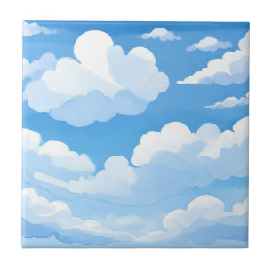 Lucht vol wolken   Waterverf Blauwe Lucht Schilder Tegeltje