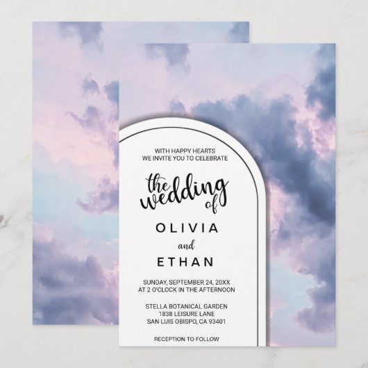 Lucht wolken zonsondergang romantische trouwkaart kaart (Voorkant / Achterkant)