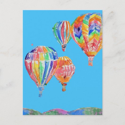 Luchtballon Aquarel Schilderij Ansichtkaart Briefkaart (Voorkant)