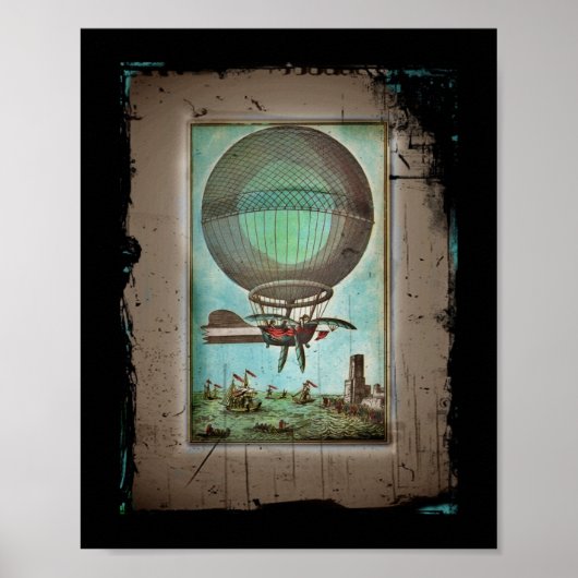 Luchtballon boven de haven poster (Voorkant)