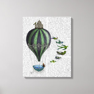 Luchtballon en -vogels canvas afdruk