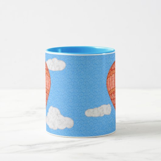 Luchtballon, koraal Oranje tegen een blauwe hemel Mok (Midden)