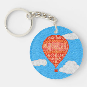 Luchtballon, koraal Oranje tegen een blauwe hemel Sleutelhanger
