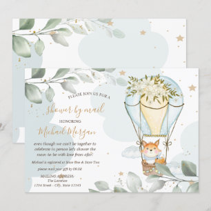 Luchtballon,Vos,Wolken,Sterren,Baby Shower Per Pos Kaart