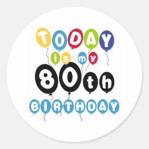 Luchtballonnen 80e verjaardag ronde sticker