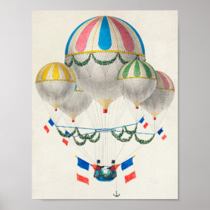 Luchtballonnen en Franse vlag Poster