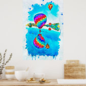 Luchtballonnen in de vlucht poster (Keuken)