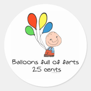 Luchtballonnen vol farts ronde sticker