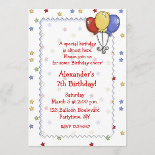 Luchtballons Stars Birthday Uitnodiging