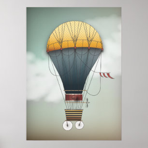 Luchtballonvliegtuig — Abelle Steampunkreizen Poster