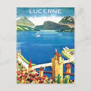 Luchtbeeld, stad Luzern en een meer, Zwitserland Briefkaart
