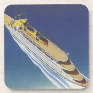 Luchtbeeld van een oud cruiseschip in de oceaan onderzetter