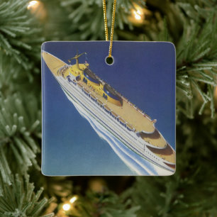 Luchtbeeld van een ouderwets cruiseschip in de oce keramisch ornament