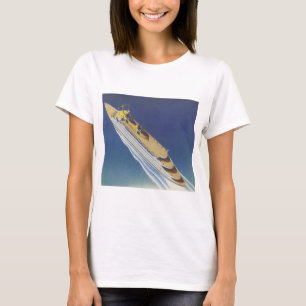 Luchtbeeld van een ouderwets cruiseschip in de oce t-shirt